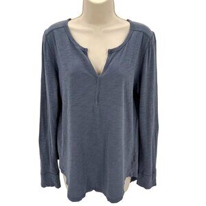 Gap Womens Captiva Blue Long Sleeve Easy Henley Top Size L